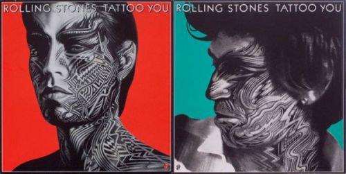The Glimmer Twins (Jagger e Richards) - Frente e verso da capa de "Tattoo You"