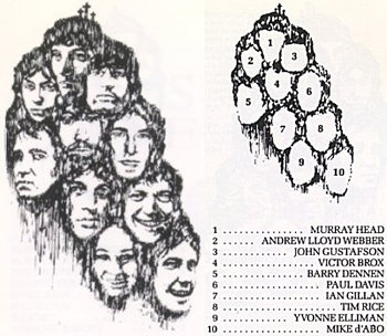 Encarte do álbum com os cantores/personagens